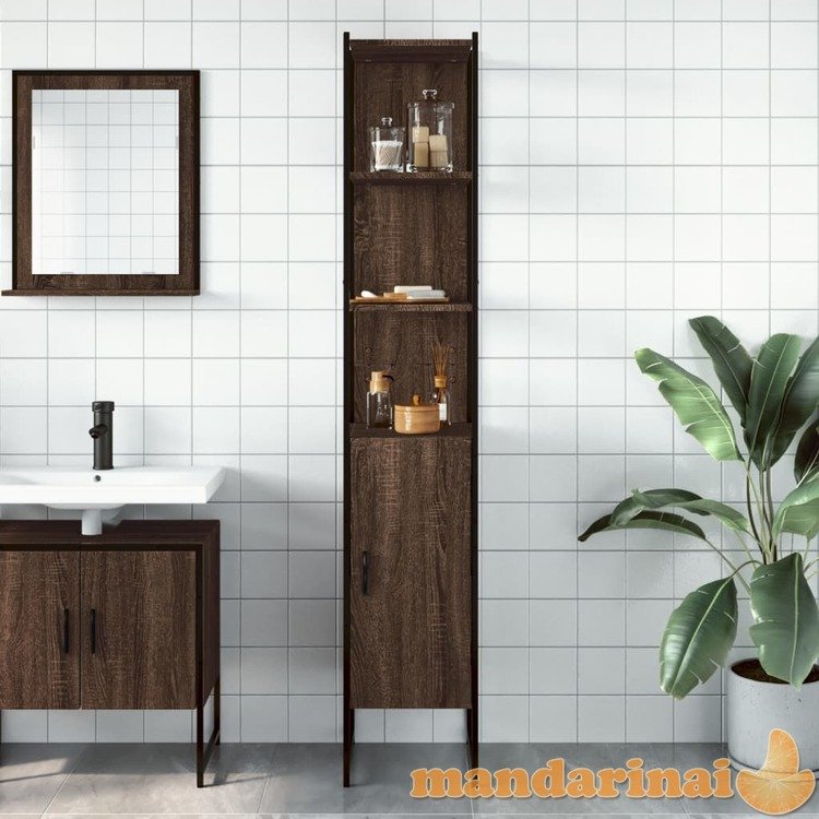 Vonios kambario spintelė, ruda ąžuolo, 33x33x185,5cm, mediena