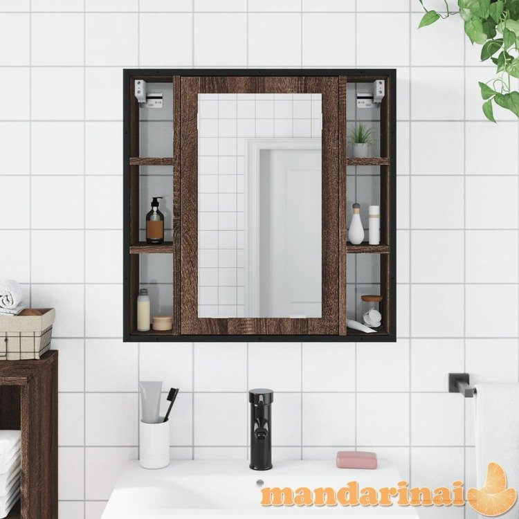 Veidrodinė vonios spintelė, ruda ąžuolo, 60x16x60cm, mediena