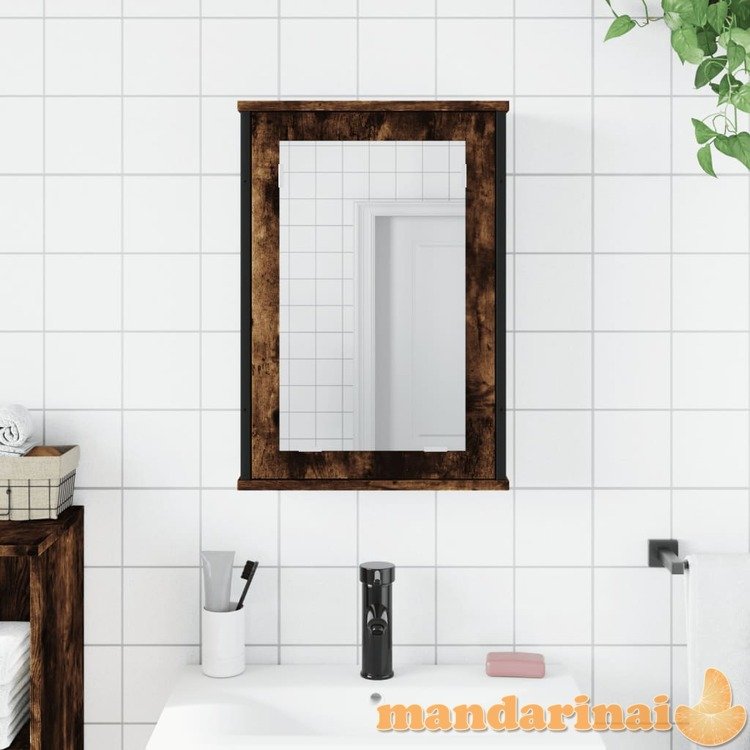 Veidrodinė vonios spintelė, dūminio ąžuolo, 42x12x60cm, mediena