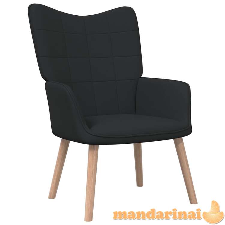 Poilsio kėdė su pakoja, juodos spalvos, audinys
