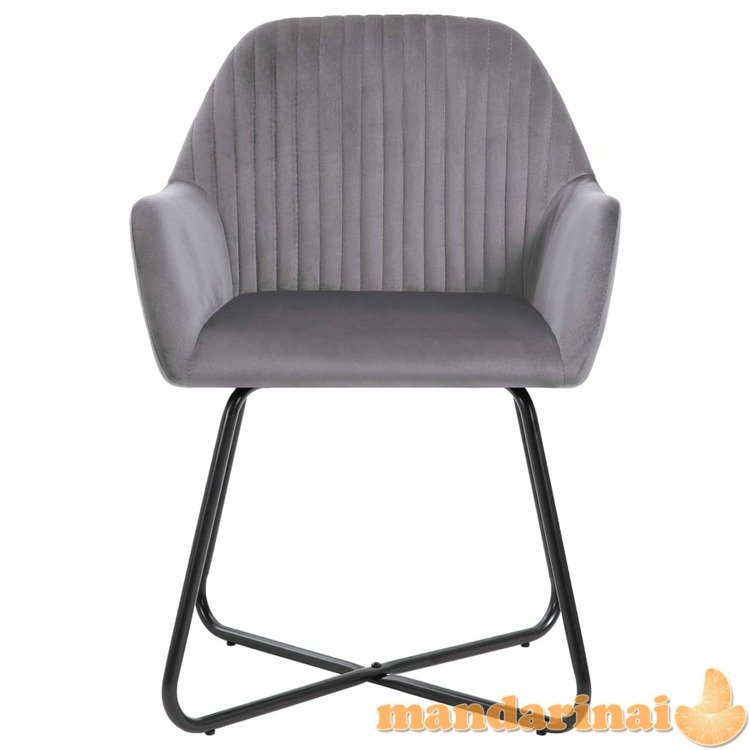 Valgomojo kėdės, 4vnt., pilkos spalvos, aksomas