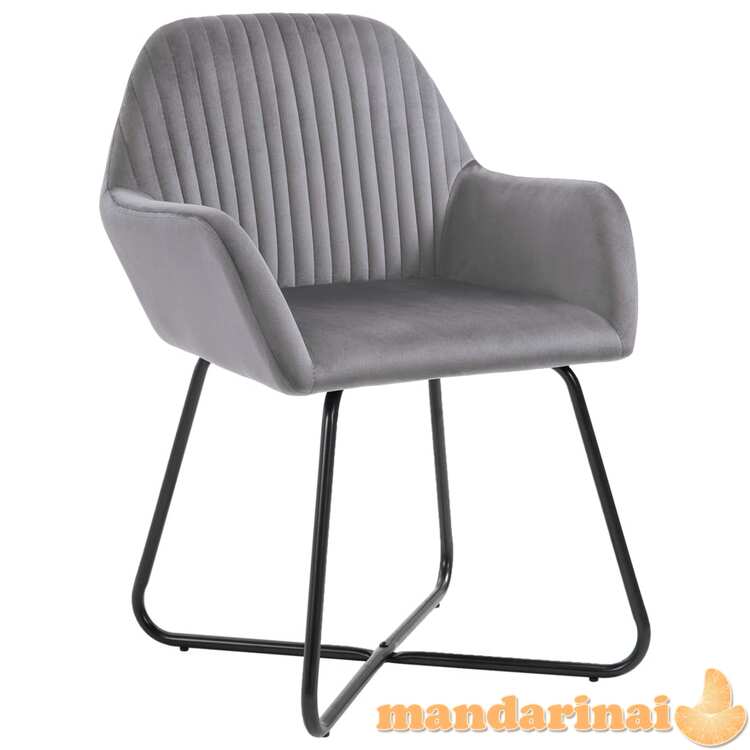 Valgomojo kėdės, 4vnt., pilkos spalvos, aksomas