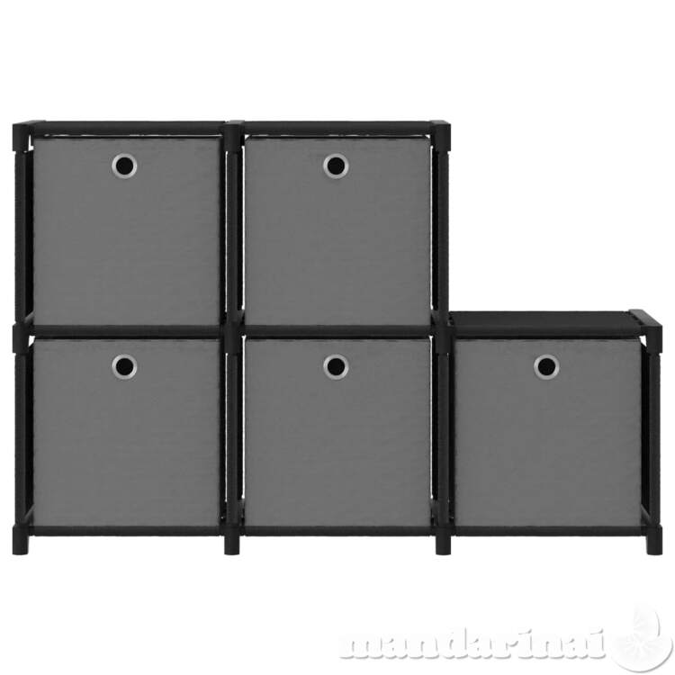 Lentyna su 5 dėžėmis, juodos spalvos, 103x30x72,5cm, audinys