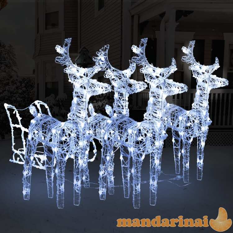 Kalėdų dekoracija elniai ir rogės, akrilas, 240 led lempučių