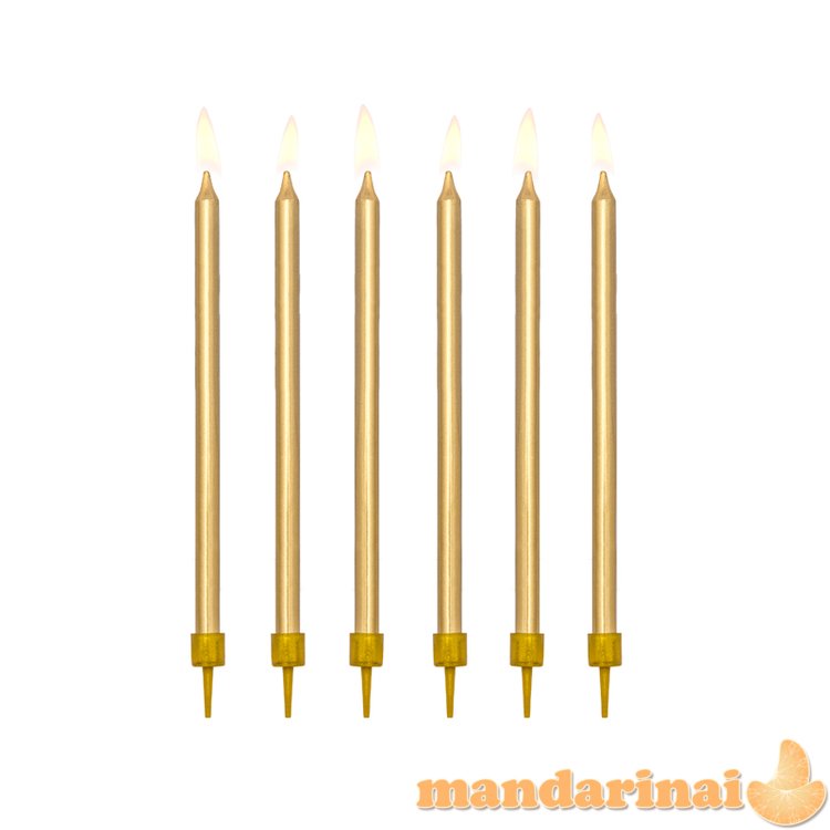 Birthday candles, plain, gold, 12.5cm (1 pkt / 12 pc.)