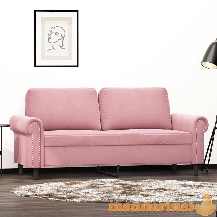 Dvivietė sofa, rožinės spalvos, 140cm, aksomas