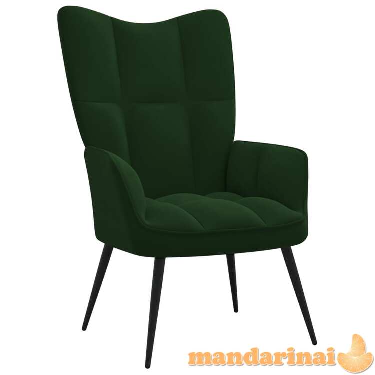 Poilsio kėdė, tamsiai žaliai spalvos, aksomas