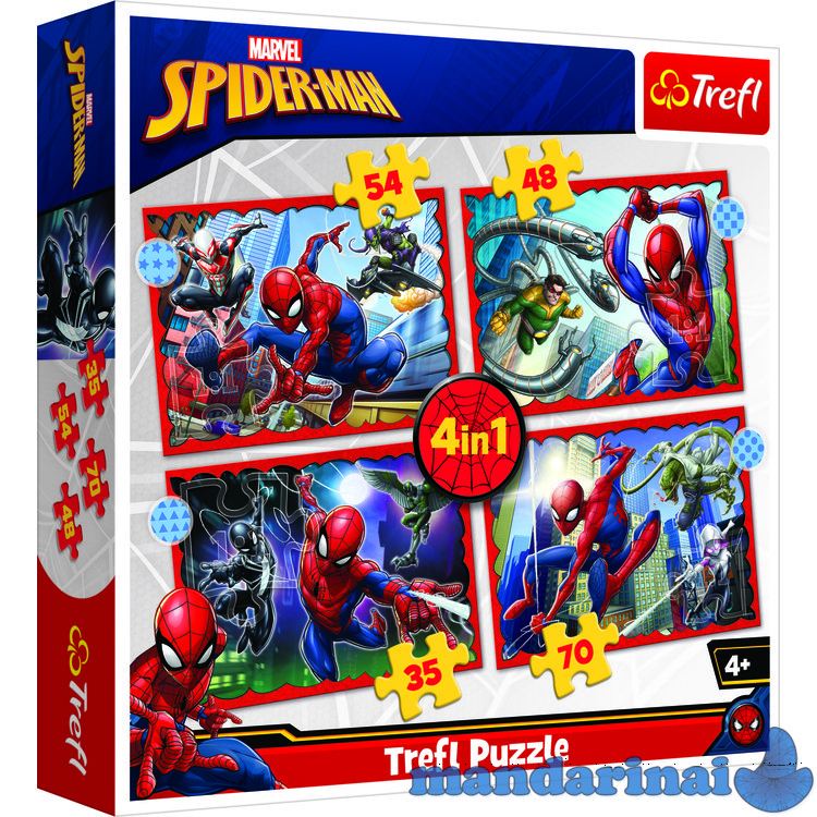 TREFL SPIDER-MAN 4 dėlionių rinkinys „Žmogus-voras“