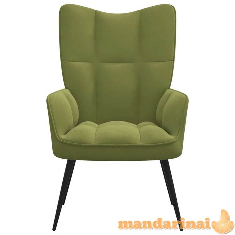 Poilsio kėdė, šviesiai žalios spalvos, aksomas