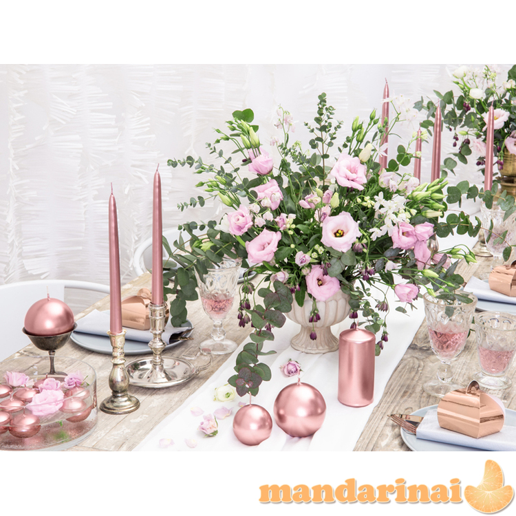 Taper candles, metallic, rose gold, 24cm (1 pkt / 10 pc.)