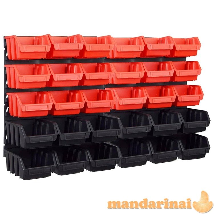 Sandėliavimo dėžių rinkinys, 32 dalių, raudonas ir juodas