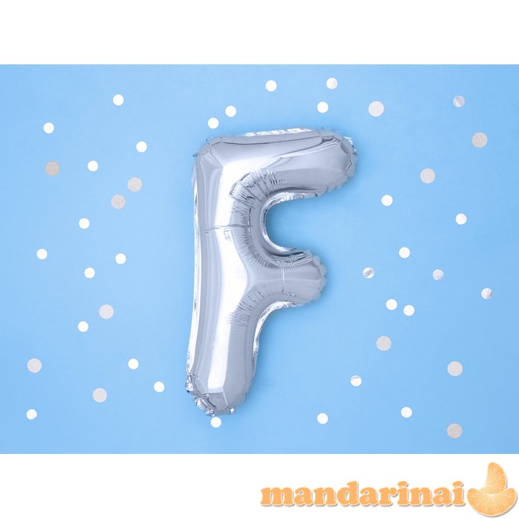 Foil Balloon Letter   F  , 35cm, silver