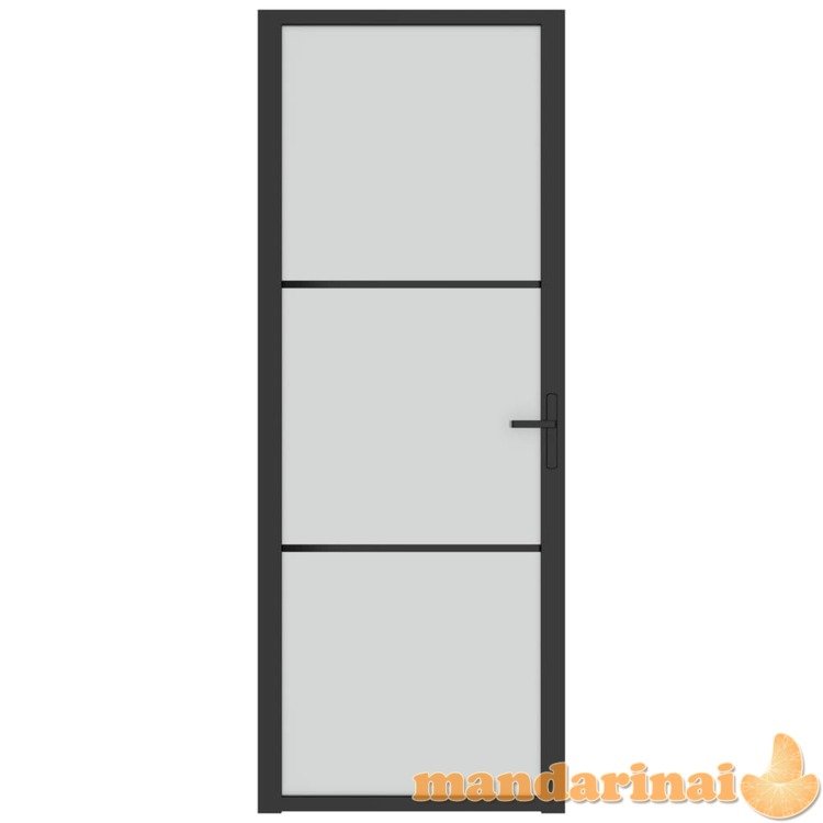 Vidaus durys, juodos, 76x201,5cm, matinis stiklas ir aliuminis