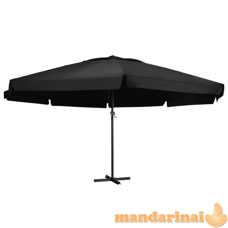 Lauko skėtis su aliuminio stulpu, juodos spalvos, 600cm