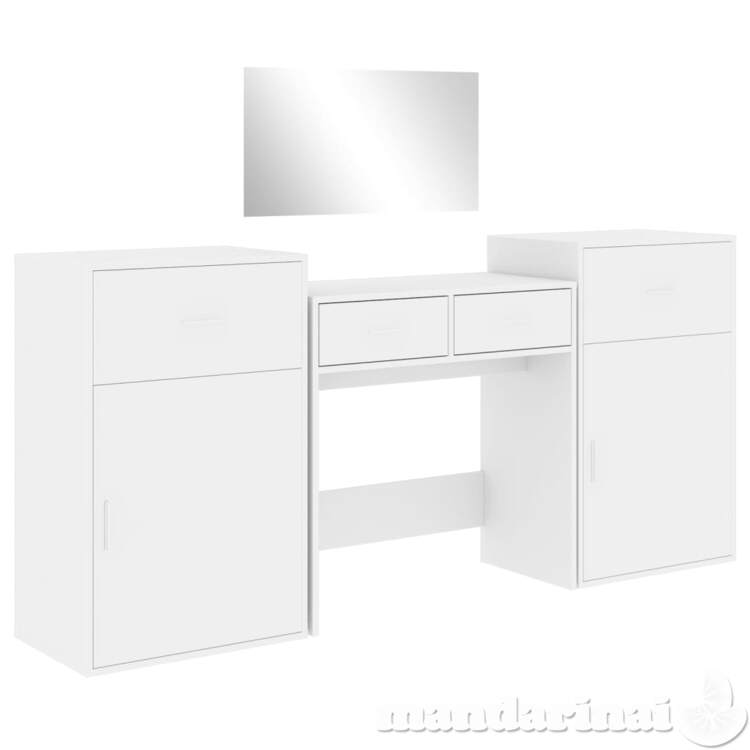 Kosmetinio staliuko komplektas, 4 dalių, baltas, mediena