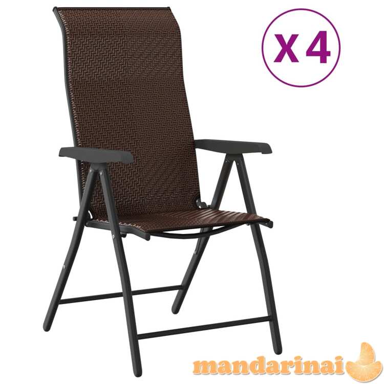 Sulankstomos sodo kėdės, 4vnt., rudos spalvos, poliratanas