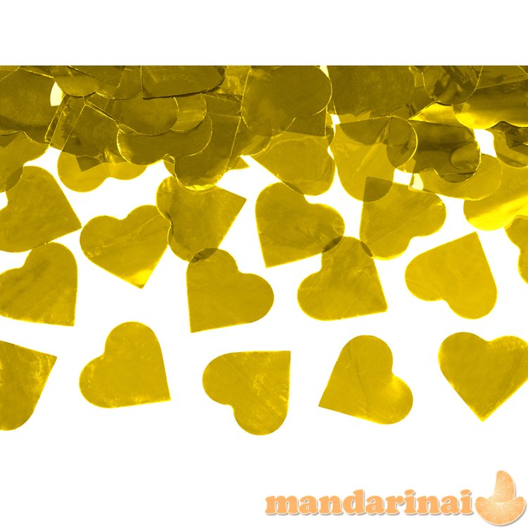 Confetti cannon with hearts, gold, 60cm