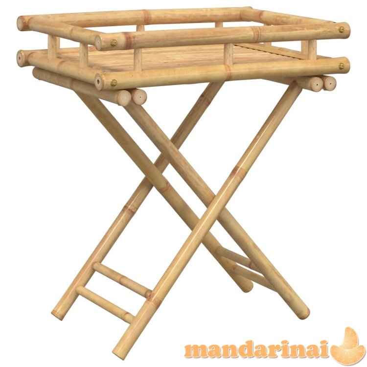 Sulankstomas padėklas-staliukas, 60x40x68cm, bambukas