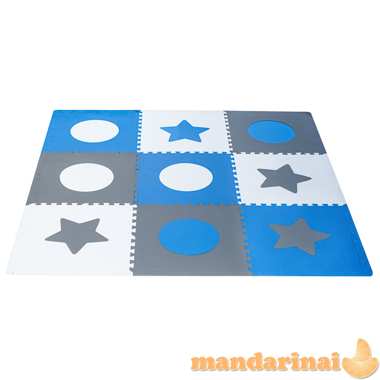 Putplasčio dėlionė vaikiška kilimėlis 180x180cm 9 vnt. pilkai mėlynos spalvos 2