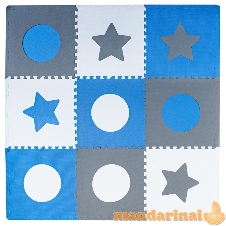 Putplasčio dėlionė vaikiška kilimėlis 180x180cm 9 vnt. pilkai mėlynos spalvos 3