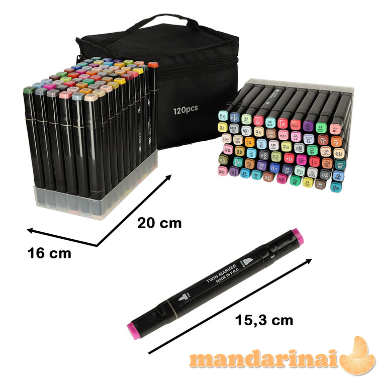 Dvipusiai alkoholio žymekliai dėkle 120 + stovas 1