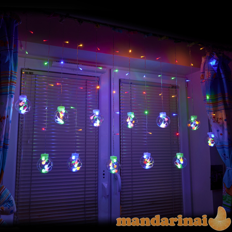 LED užuolaidiniai šviestuvai pakabinami rutuliai 3m 108LED daugiaspalviai 4