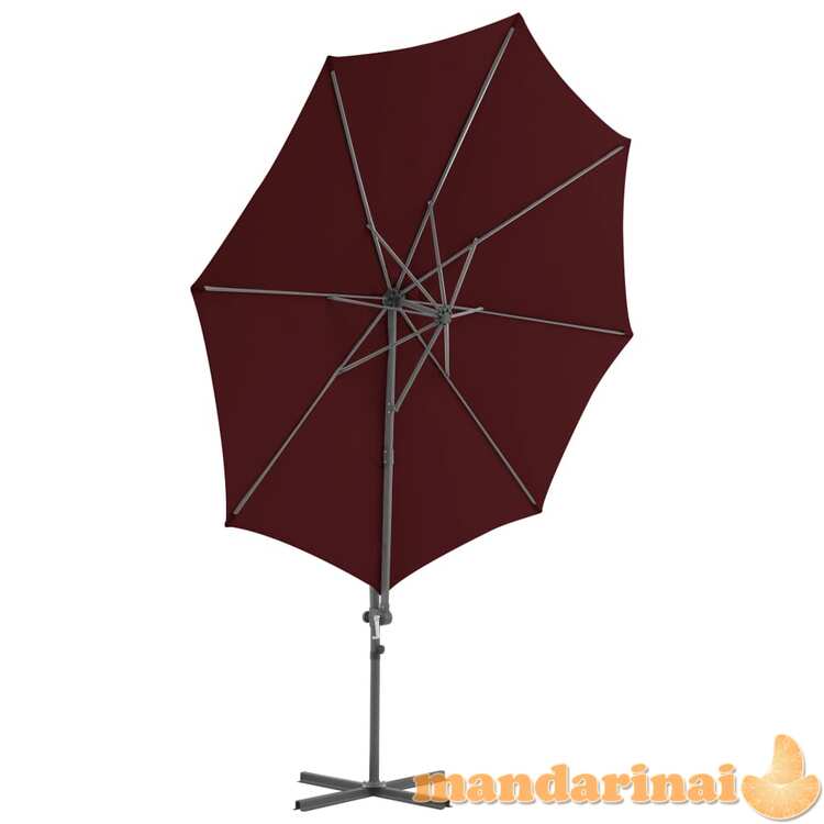 Gembinis skėtis su plieniniu stulpu, tamsiai raudonas, 300cm