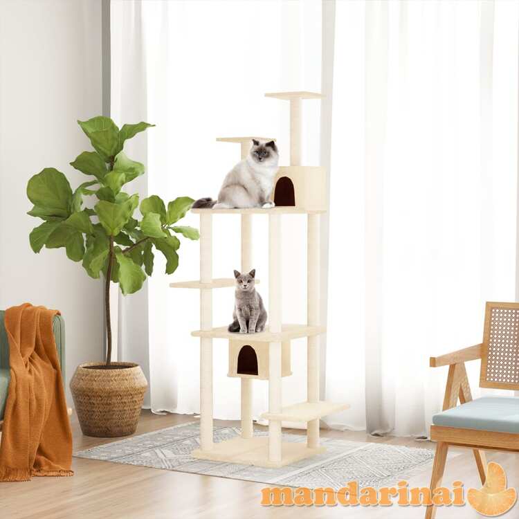 Draskyklė katėms su stovais iš sizalio, kreminės spalvos, 176cm