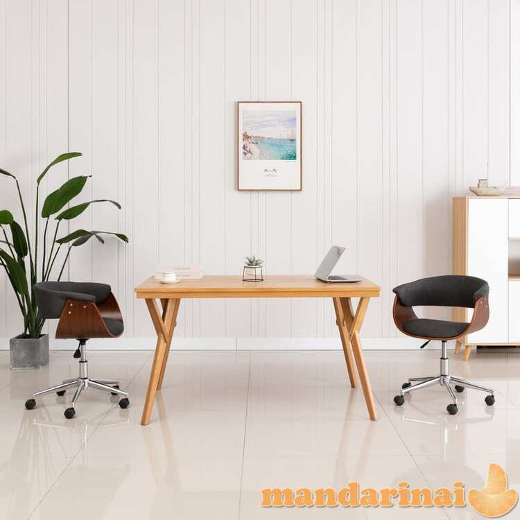 Pasukama biuro kėdė, pilka, lenkta mediena ir audinys