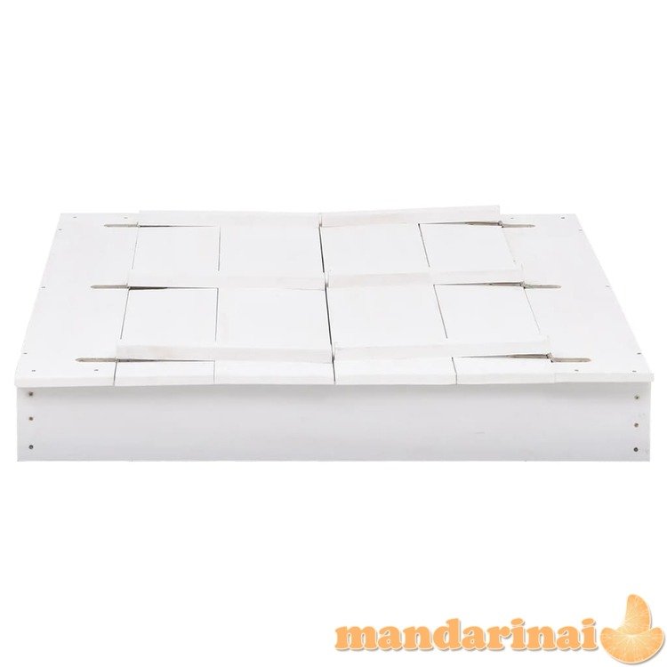 Smėlio dėžė, baltos spalvos, 95x90x15cm, eglės mediena