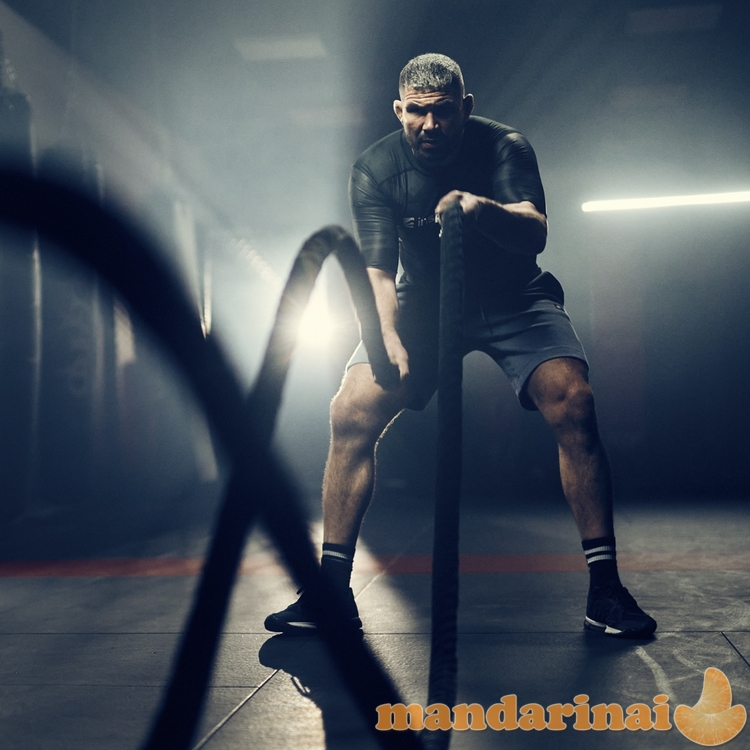 Jėgos-kovos virvė su nailonine apsauga inSPORTline Waverope 15m 38mm 13kg