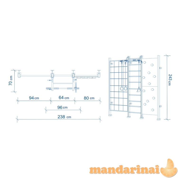 Medinė &scaron;vedi&scaron;ka gimnastikos sienelė SANRO ROCK CLIMBER natūrali, 243x238cm