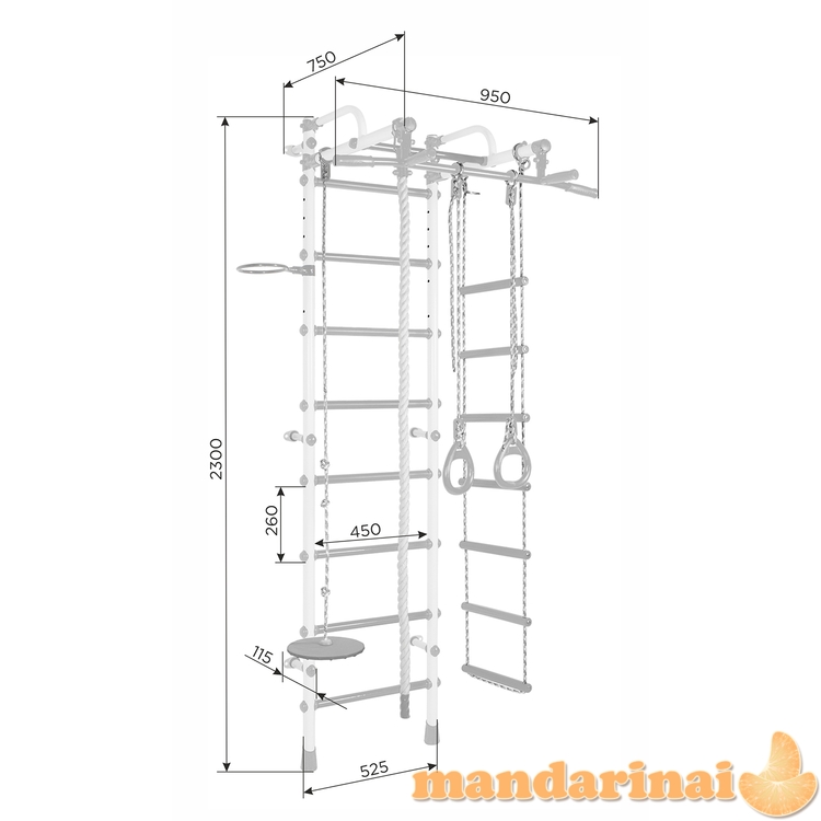 Sporto kompleksas (gimnastikos sienelė) RAINBOW PRO PASTEL, 230x52,5cm