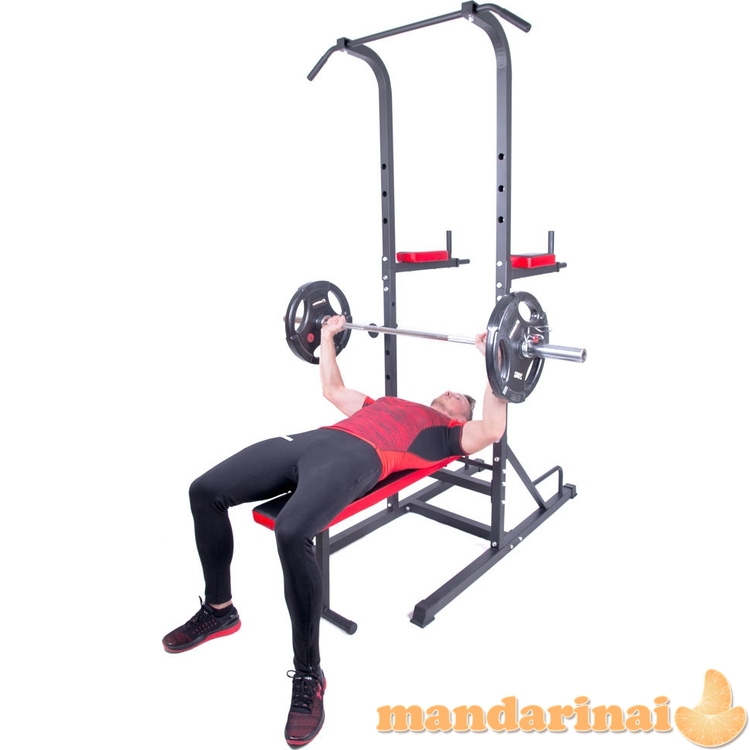 Multifunkcinis treniruoklis su suoleliu, skersiniu ir lygiagretėmis inSPORTline Power Tower X150