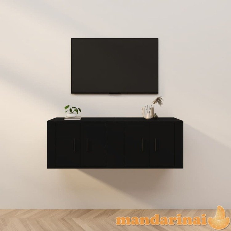 Sieninės televizoriaus spintelės, 2vnt., juodos, 57x34,5x40cm