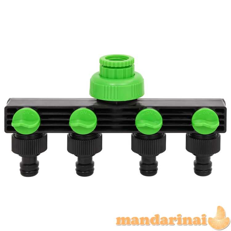 4 krypčių čiaupo adapteris, žalias/juodas, 19,5x6x11cm, abs/pp