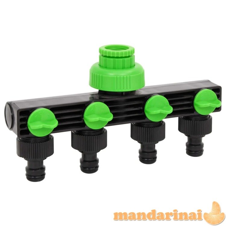 4 krypčių čiaupo adapteris, žalias/juodas, 19,5x6x11cm, abs/pp