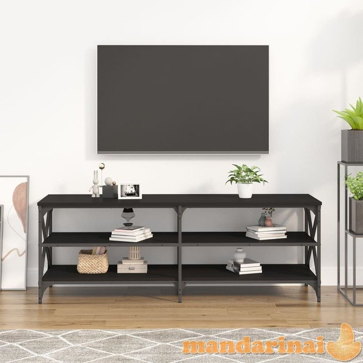 Televizoriaus spintelė, juoda, 140x40x50cm, apdirbta mediena