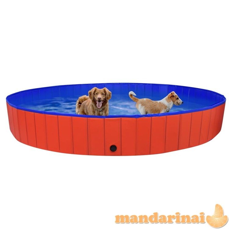 Sulankstomas baseinas šunims, raudonos spalvos, 300x40cm, pvc