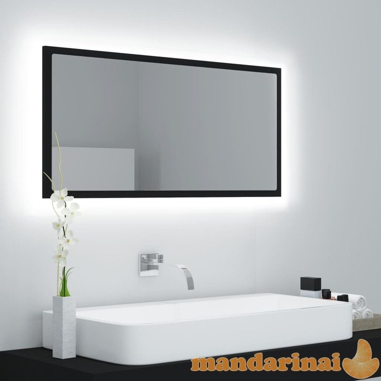 Vonios kambario veidrodis su led, juodas, 90x8,5x37cm, mdp