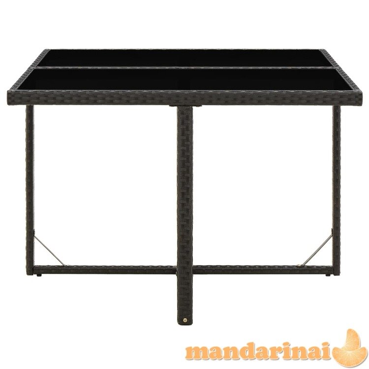 Sodo stalas, juodas, 109x107x74cm, poliratanas ir stiklas