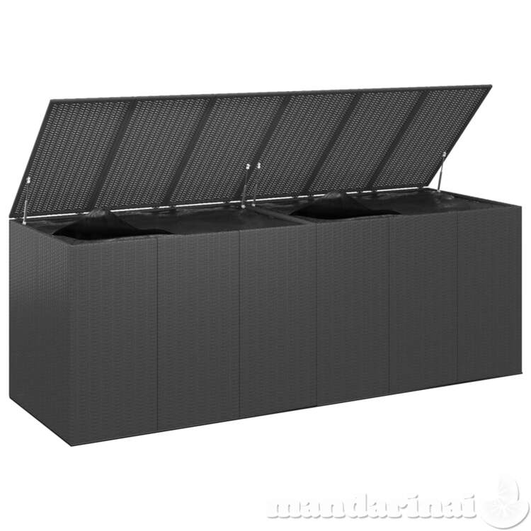 Sodo dėžė pagalvėlėms, juoda, 291x100,5x104cm, pe ratanas