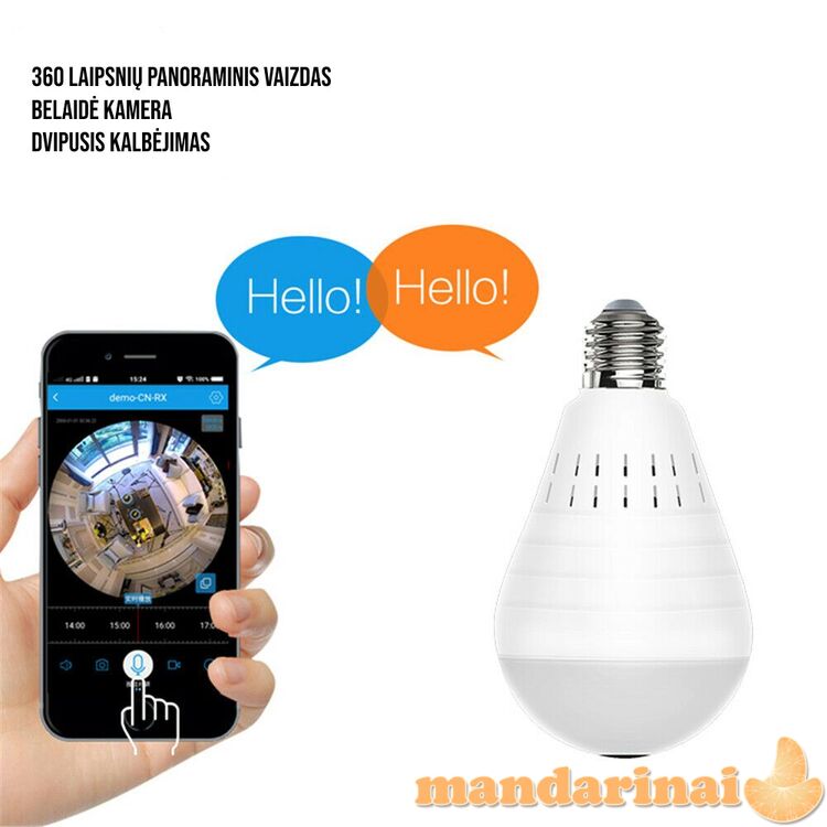 Panoraminė 1080P WIFI kamera-lempa