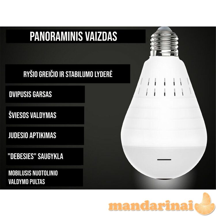 Panoraminė 1080P WIFI kamera-lempa
