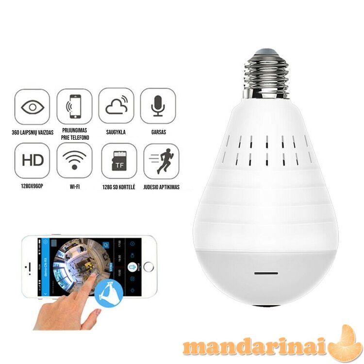 Panoraminė 1080P WIFI kamera-lempa