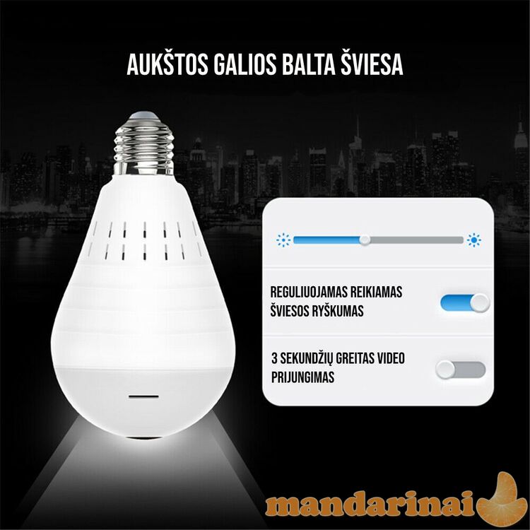 Panoraminė 1080P WIFI kamera-lempa