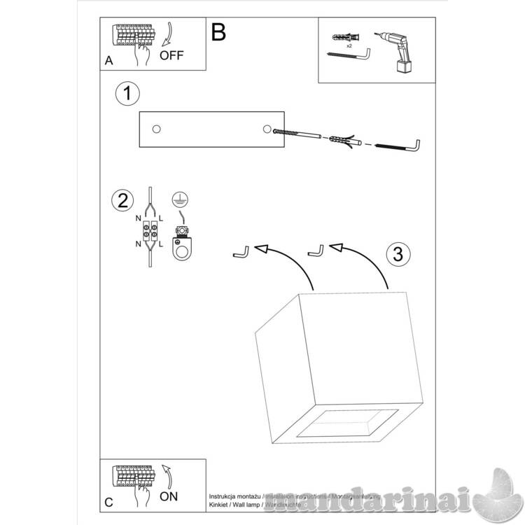Sieninis šviestuvas Leo betonas