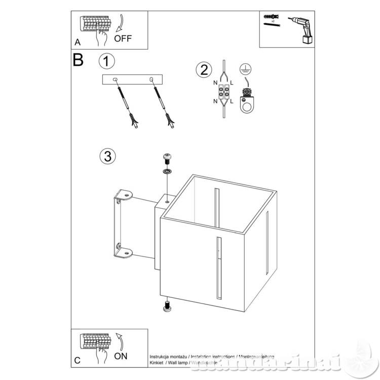 Sieninis šviestuvas PIXAR baltas 5