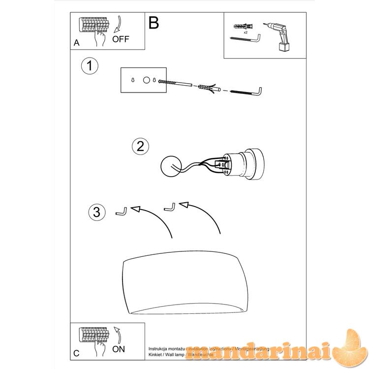 Sieninis šviestuvas keramika Ponijaus pilka spalva