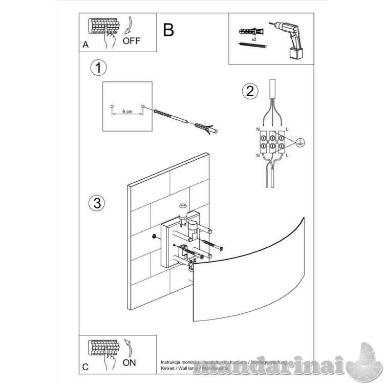 Sienų lemputė Magnusas baltas